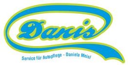 Logo mit Schriftzug "Danis", Service für Autopflege - Daniela Meisl, in Blau und Grün.