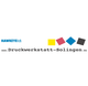Hawkeye-Logo mit farbigen Quadraten und "www.druckwerkstatt-solingen.de".