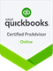 QuickBooks Certified ProAdvisor Online badge with green and white design.