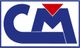 Blaues "CM" Logo mit rotem Dreieck, weißem Hintergrund und blauer Umrandung.