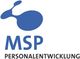 Logo von MSP Personalentwicklung mit blauer Grafik und Schrift.