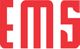 Rote Buchstaben "EMS" auf weißem Hintergrund, fetter, geometrischer Schriftstil.