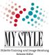 My Style Logo mit roten und blauen Punkten. Text: Etikette-Training und Image-Beratung.