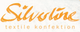 Logo mit dem Schriftzug "Silverline textile konfektion" in orange auf weißem Hintergrund.