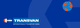 Logo von Transvan Internationale Transport GmbH auf blauem Hintergrund, Globus rechts oben.