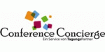 Logo von "Conference Concierge" mit bunten Quadraten daneben.
