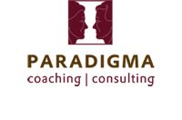 Logo mit zwei Profilen und Text "PARADIGMA coaching | consulting".