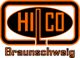 Logo mit orangefarbenem "HILCO"-Text und "Braunschweig" darunter, schwarzer Hintergrund.