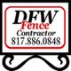 DFW Fence Contractor logo with contact number 817-886-0848 in black, red, and white.