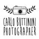 Fotocamera stilizzata con foglie; sotto, testo: "Carlo Buttoni Photographer".