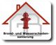 Logo einer Brand- und Wasserschadensanierung mit Hydrant und Haus-Symbol.