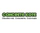 "Logo: Concrete Kote in green, with the tagline 'Decorative Concrete Coatings' below."