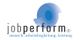 Logo von jobperform mit dem Slogan "mensch. arbeitsbegleitung. leistung." in Blau und Grau.