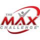 Logo with text "The Max Challenge" and a red swoosh, featuring a gray figure with raised arms.