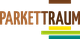 "Logo mit dem Wort 'PARKETTTRAUM', bunte Streifen darunter."