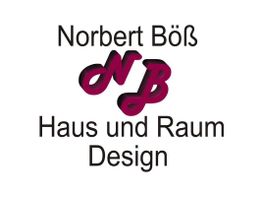 Logo mit Text: "Norbert Böß, Haus und Raum Design", und Initialen "NB" in 3D-Schriftzug.