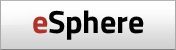 Logo mit dem Text "eSphere" in schwarzer und roter Schrift auf grauem Hintergrund.