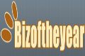 Logo with text "Bizoftheyear" and paw print design on a gray background.