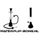 Silhouet van een waterpijp en bong met tekst "waterpijp-bong.nl" eronder.