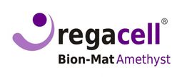 Logo von Regacell Bion-Mat Amethyst in lila und schwarz.