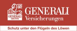 Logo der Generali Versicherungen mit rotem Löwen und Slogan: "Schutz unter den Flügeln des Löwen".
