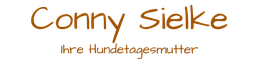 "Logo mit braunem Text: Conny Sielke, Ihre Hundetagesmutter."