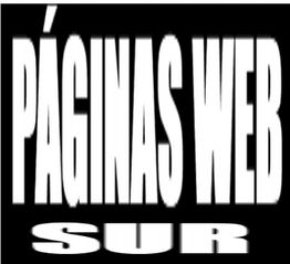 Texto distorsionado: "PÁGINAS WEB SUR" en blanco sobre fondo negro.