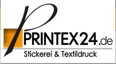 Logo von printex24.de, Stickerei & Textildruck mit stilisiertem P und orangefarbenem Quadrat.