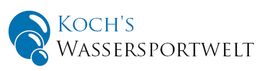 Logo mit blauen Wasserblasen und Text: "Koch's Wassersportwelt".
