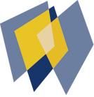 Abstrakte geometrische Formen in Blau und Gelb, die sich überlappen.