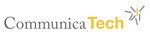 Logo mit dem Text "CommunicaTech" und einem stilisierten technischen Symbol rechts.
