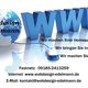 Webdesign-Dienstleistung, Weltkugel mit Maus und großem "WWW", umfasst Kontaktinformationen.