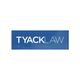 Tyack Law logo on a blue background.