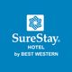 Blue SureStay Hotel by Best Western logo with stylized hexagon design.