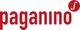 Rotes Logo mit dem Schriftzug "paganino" und einem stilisierten "f" in einem Kreis oben rechts.