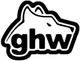 Logo mit stilisiertem Wolf und Buchstaben ghw in Schwarz-Weiß.