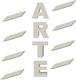 Logo mit dem Wort "ARTE" in der Mitte, umgeben von diagonalen grauen Rechtecken.
