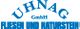 Text: "UHNAG GmbH Fliesen und Naturstein" in blauer Schrift.