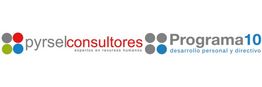 Logotipo de Pyrsel Consultores y Programa 10 con diseño de círculos de colores.