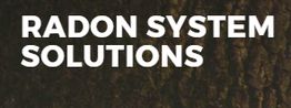 Text reads "RADON SYSTEM SOLUTIONS" in white on a dark background.