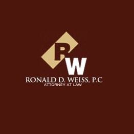 Logo of Ronald D. Weiss, P.C., Attorney at Law, with initials "RW" on a brown background.