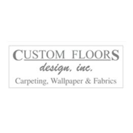 Logo of "Custom Floors Design, Inc." with text: Carpeting, Wallpaper & Fabrics.