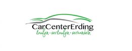 Logo von CarCenter Erding mit Slogan: kaufen • verkaufen • verhandeln, darunter grüne Autolinie.