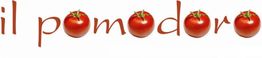Der Schriftzug "il pomodoro" mit Tomaten als Buchstaben "o" dargestellt.