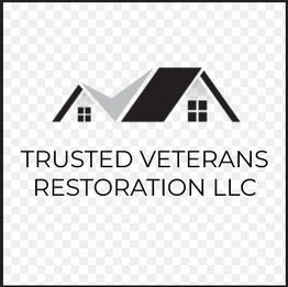 Logo of Trusted Veterans Restoration LLC with a stylized roof and windows design.