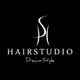 Logo mit stilisiertem "H" und Text: "HAIRSTUDIO Dream-Style" auf schwarzem Hintergrund.