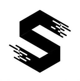 Schwarzer geometrischer Buchstabe S mit horizontalen Linien an den Enden auf weißem Hintergrund.