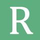 A white "R" on a green square background.