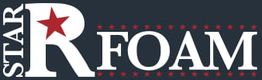 Logo with "STAR FOAM," a red star inside the "R," on a dark background.