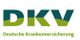 Logo der DKV: "Deutsche Krankenversicherung" in Grün und Blau.